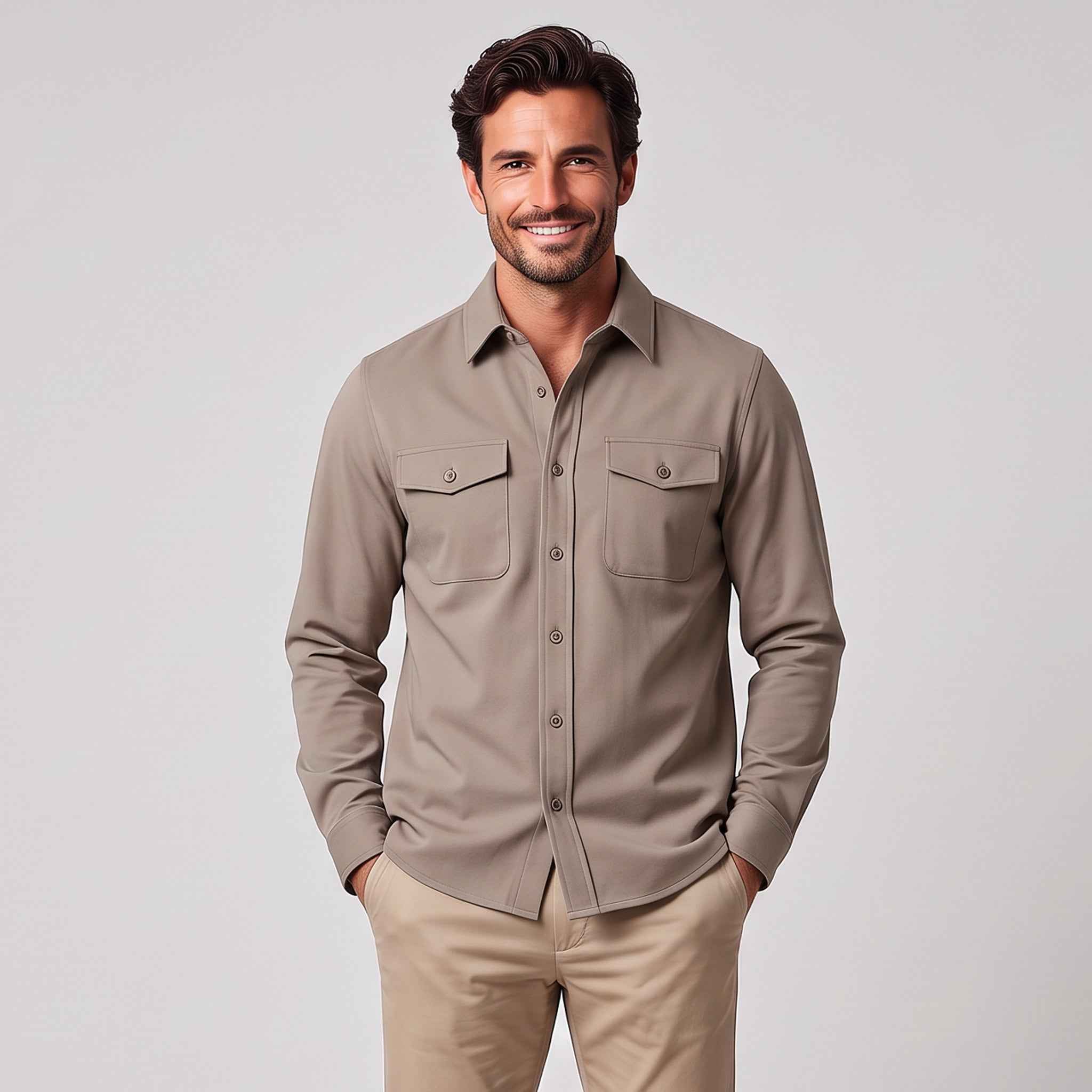 Uniwersalna koszula overshirt męska z kieszeniami na piersi i guzikami