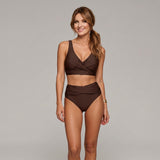 Kobiece Bikini z Krzyżowaną Górą i Marszczonym Dołem z Wysokim Stanem