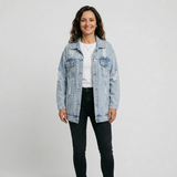 Jeansowa Kurtka Oversize w Stylu Vintage