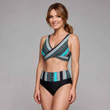 Efektowne Bikini z Wysokim Stanem i Kopertową Górą typu Halter