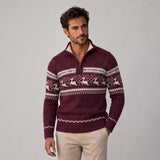 Stylowy sweter męski świąteczny z norweskim wzorem i stójką
