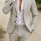 Elegancki Męski Garnitur Slim Fit w Jednolitym Kolorze na Wesele