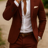 Elegancki Męski Garnitur Slim Fit w Jednolitym Kolorze na Wesele