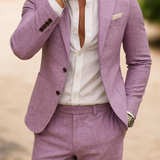 Elegancki Męski Garnitur Slim Fit w Jednolitym Kolorze na Wesele