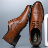 Stylowe półbuty męskie eleganckie z dekoracyjnym brogowaniem
