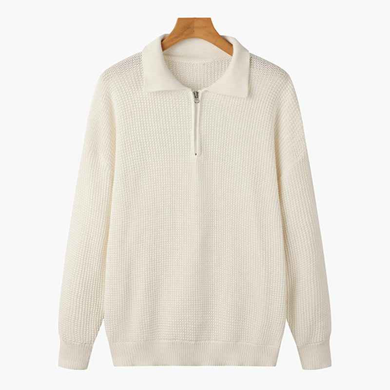 Stylowy sweter męski na zamek z eleganckim kołnierzykiem polo