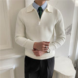 Stylowy sweter męski na zamek z eleganckim kołnierzykiem polo