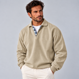 Stylowy sweter męski polo z długim rękawem o prostej swobodnej linii