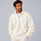 Stylowy sweter męski polo z długim rękawem o prostej swobodnej linii