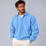 Stylowy sweter męski polo z długim rękawem o prostej swobodnej linii