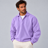 Stylowy sweter męski polo z długim rękawem o prostej swobodnej linii