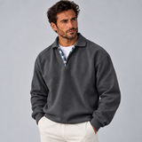Stylowy sweter męski polo z długim rękawem o prostej swobodnej linii