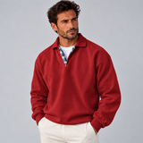 Stylowy sweter męski polo z długim rękawem o prostej swobodnej linii