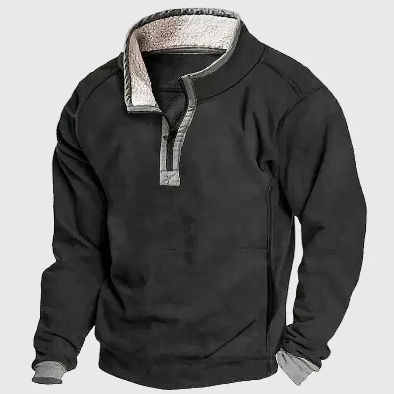Ponadczasowy sweter męski z krótkim zamkiem i wyrazistą stójką