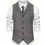 Wyjątkowa Kamizelka Męska w Jodełkę o Eleganckim Kroju Vintage
