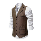 Wyjątkowa Kamizelka Męska w Jodełkę o Eleganckim Kroju Vintage