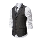 Wyjątkowa Kamizelka Męska w Jodełkę o Eleganckim Kroju Vintage