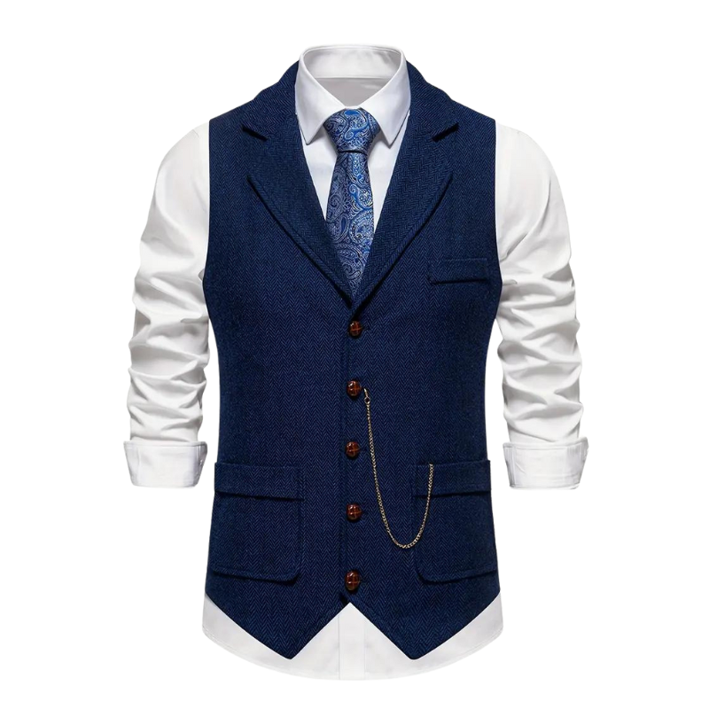 Wyjątkowa Kamizelka Męska w Jodełkę o Eleganckim Kroju Vintage