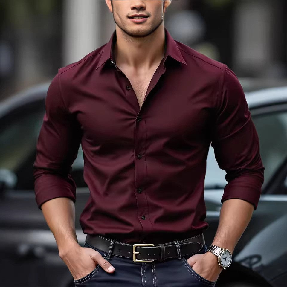 Elegancka Koszula Męska Slim Fit z Długim Rękawem i Kołnierzykiem
