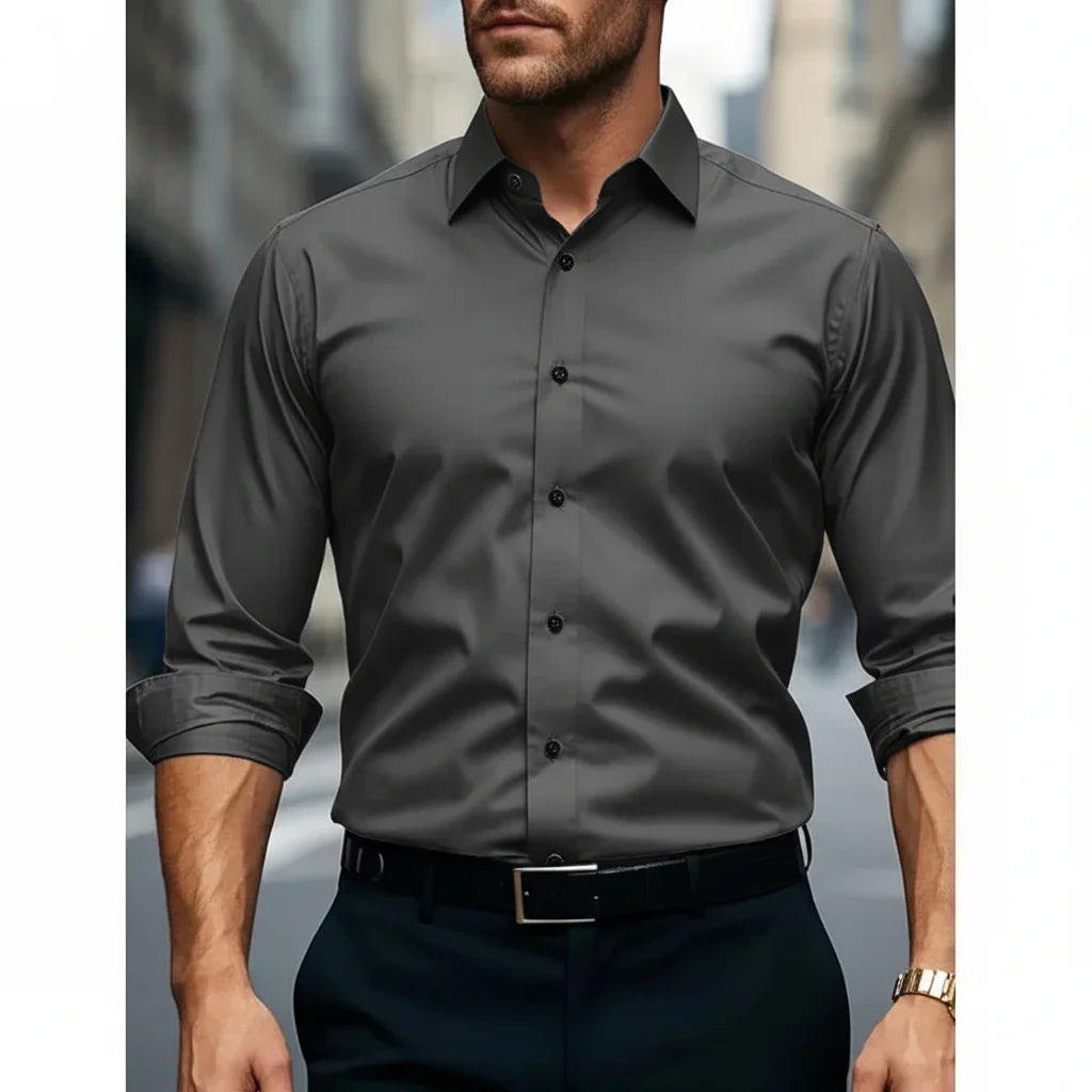 Elegancka Koszula Męska Slim Fit z Długim Rękawem i Kołnierzykiem