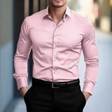 Elegancka Koszula Męska Slim Fit z Długim Rękawem i Kołnierzykiem
