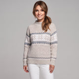 Stylowy sweter świąteczny damski z półgolfem i wzorem śnieżynek