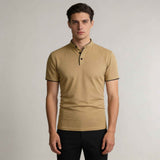 Elegancka koszulka polo męska ze stójką i krótkim rękawem