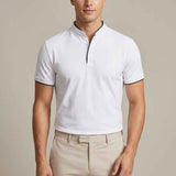Elegancka koszulka polo męska ze stójką i krótkim rękawem