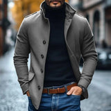 Efektowny Krótki Płaszcz Męski Slim Fit Ze Stójką