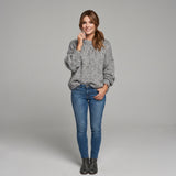Stylowy Sweter Damski Oversize o Melanżowym Wzorze i Luźnym Kroju