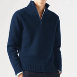 Stylowy sweter męski z zamkiem pod szyją i wysokim kołnierzem