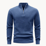 Stylowy sweter męski ze stójką zapinaną na krótki zamek