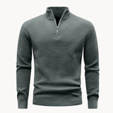 Stylowy sweter męski ze stójką zapinaną na krótki zamek