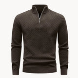 Stylowy sweter męski ze stójką zapinaną na krótki zamek