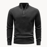Stylowy sweter męski ze stójką zapinaną na krótki zamek