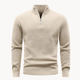 Stylowy sweter męski ze stójką zapinaną na krótki zamek