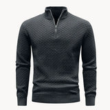 Stylowy sweter męski ze stójką zapinaną na krótki zamek