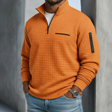 Stylowy sweter męski casual z zamkiem pod szyją i fakturą