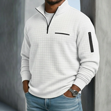 Stylowy sweter męski casual z zamkiem pod szyją i fakturą