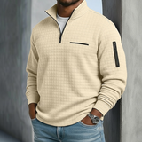 Stylowy sweter męski casual z zamkiem pod szyją i fakturą