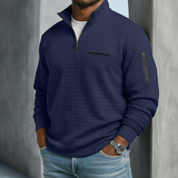 Stylowy sweter męski casual z zamkiem pod szyją i fakturą