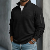 Stylowy sweter męski casual z zamkiem pod szyją i fakturą
