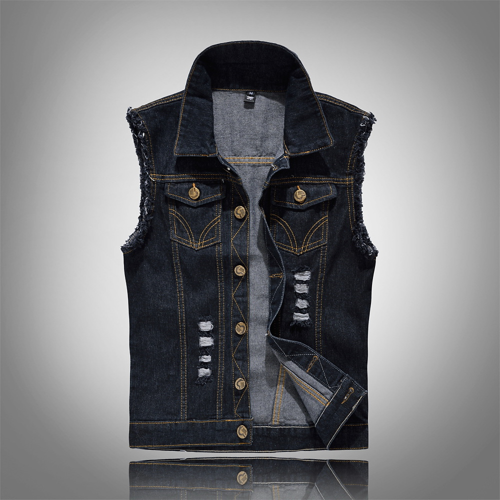 Kamizelka jeansowa męska w stylu streetwear, Sylnia Butik