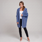 Niebieski kardigan damski oversize z grubym splotem, Sylnia Butik