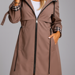 Brązowa parka damska ze sznurkiem w talii, Sylnia Butik