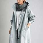 Błękitny płaszcz damski z kapturem, Sylnia Butik