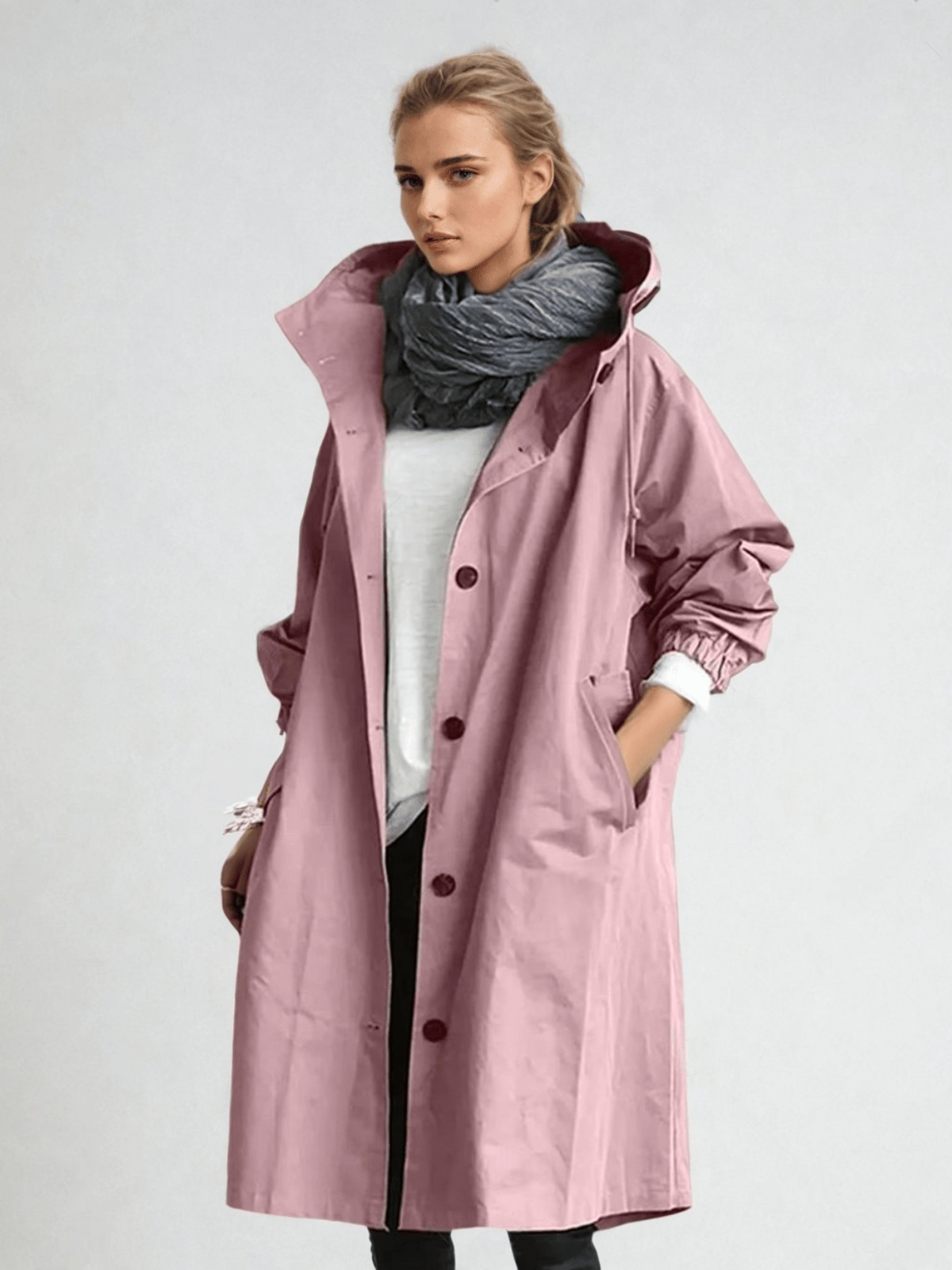 Różowy płaszcz damski oversize, Sylnia Butik