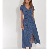 Niebieska sukienka kopertowa maxi, Sylnia Butik