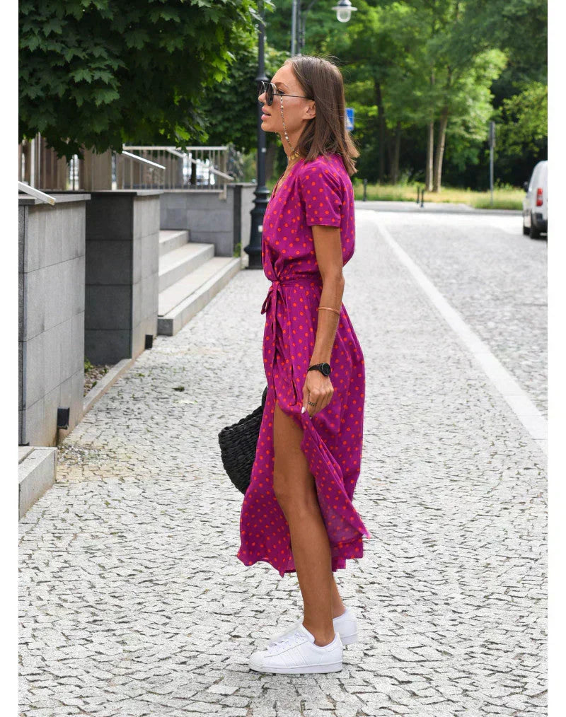 Wzorzysta sukienka kopertowa o długości maxi, Sylnia Butik
