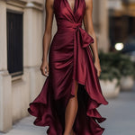 Bordowa sukienka wieczorowa maxi, Sylnia Butik